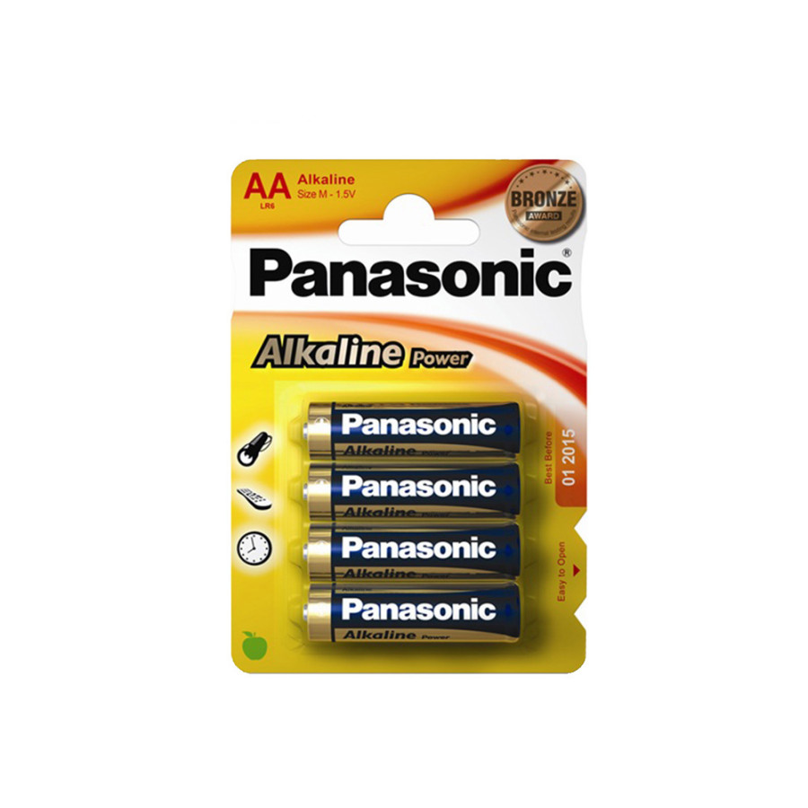 Pilha alcalina panasonic bronze aa - lr06 1,5v (blíster 4 unid.) ø14,5x50,5mm