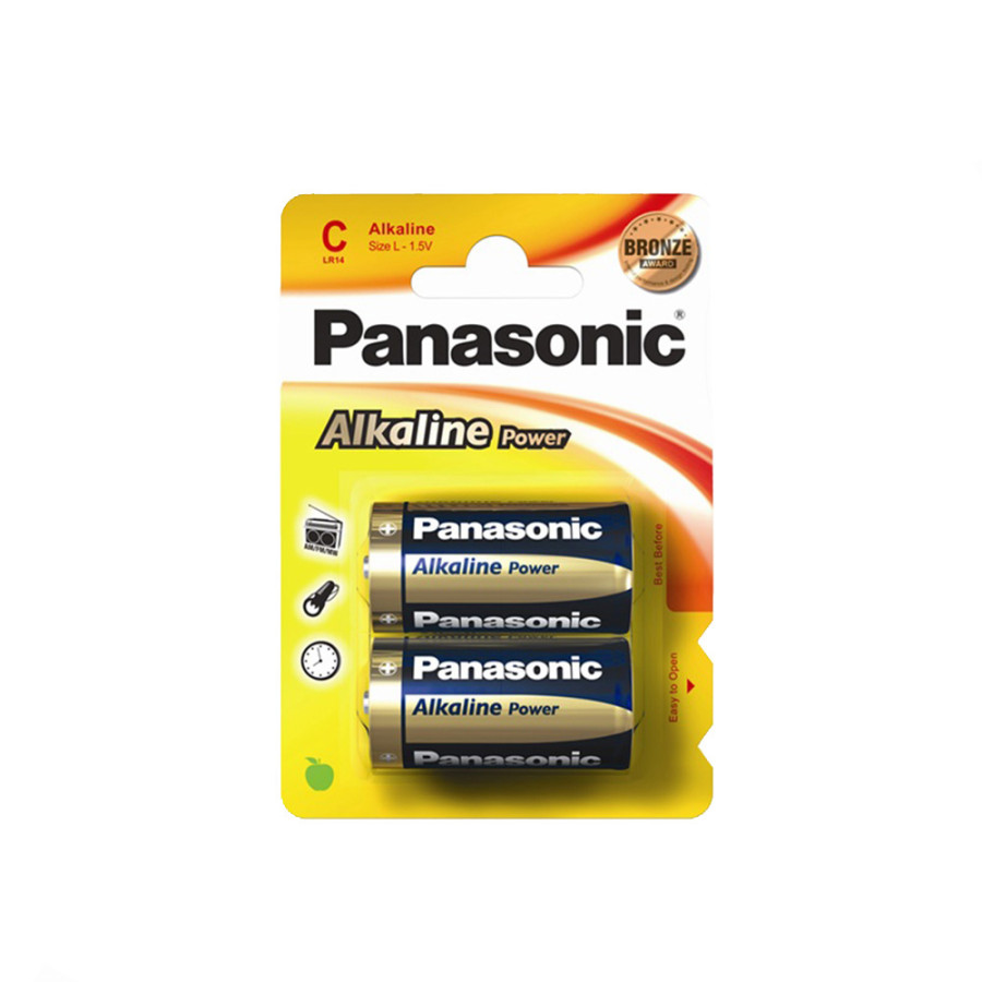 Pilha alcalina panasonic bronze c - lr14 1,5v (blíster 2 unid.) ø26,2x50mm