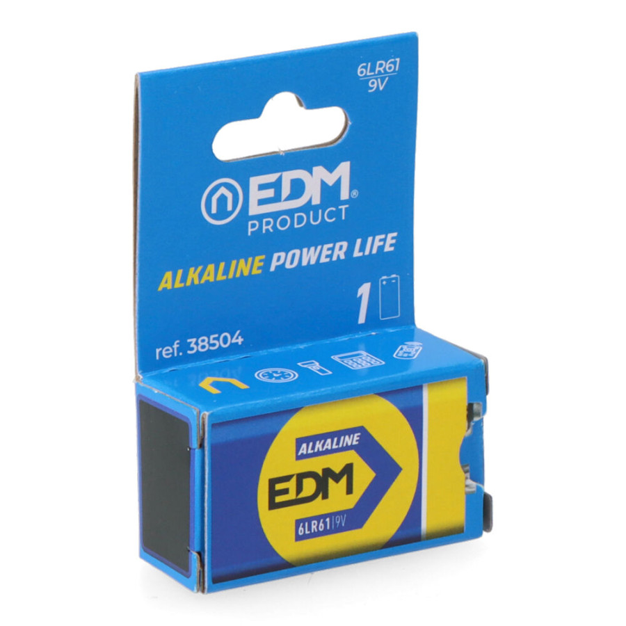 Pilha edm alcalina long life 6lr6 - 9v (blíster 1 unid.) 26,5x17,5x48,5mm