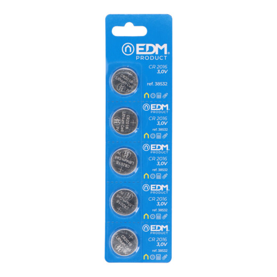 Micro pilha lítio botão max-pro edm cr2016 3v ø20x1,6mm