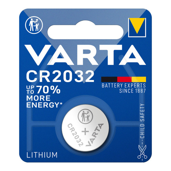 Micro pilha botão lítio varta cr2032 3v (blíster 1 unid.) ø20,0x3,2mm