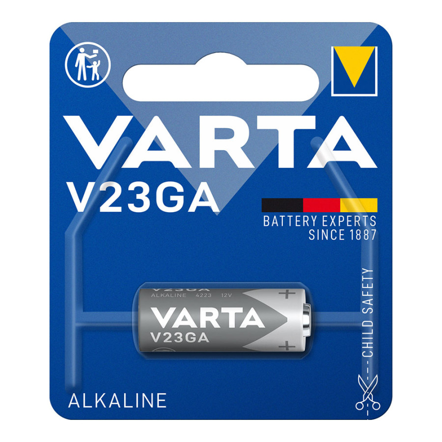 Pilha alcalina v23ga (23a) 12v varta para comando (blíster 1 unid.) ø10,3x28,5mm