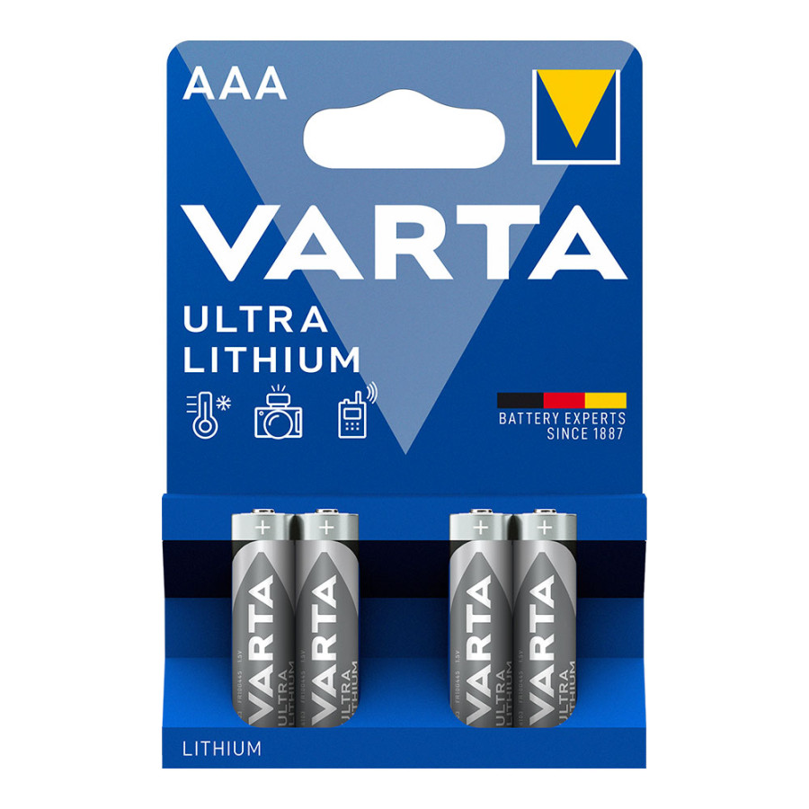 Pilha varta ultra lithium aaa - (blíster 4 unid.) ø10,5x44,5mm