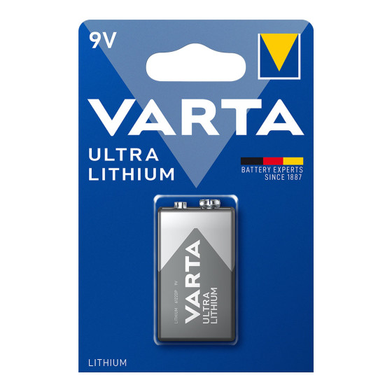 Pilha varta ultra lithium 9v - 6lr61 (blíster 1 unid.) 26,5x17,5x48,5mm