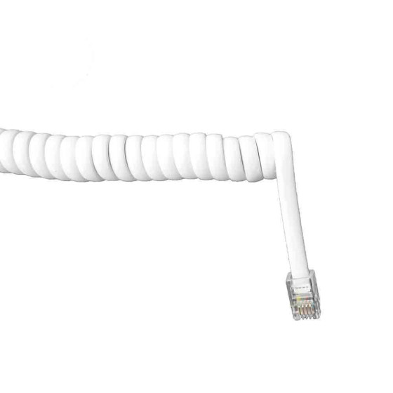 Prolongador de telefone espiral 2,5m a 4m 4 vias branca macho-macho 6v