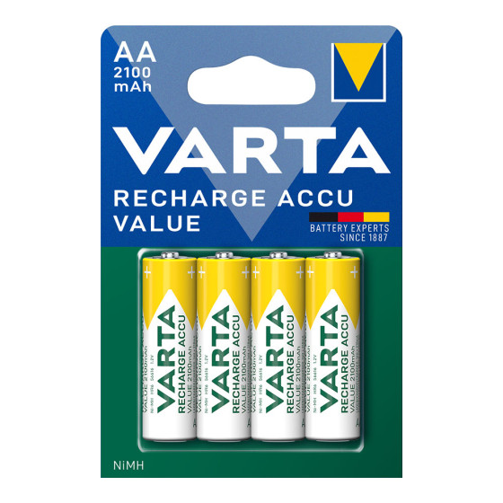 Pilha varta recarregável accu aa -- hr6 2100ma (blíster 4 unid.) ø14,5x50,5mm