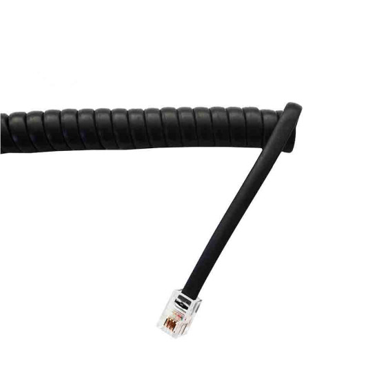 Prolongador de telefone 4.5m 4 vias macho-macho mini preto espiral