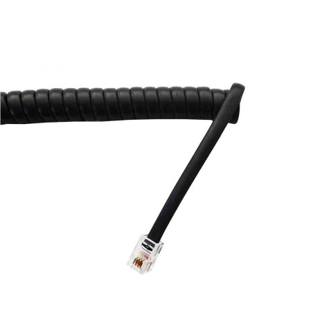Prolongador de telefone 4.5m 4 vias macho-macho mini preto espiral