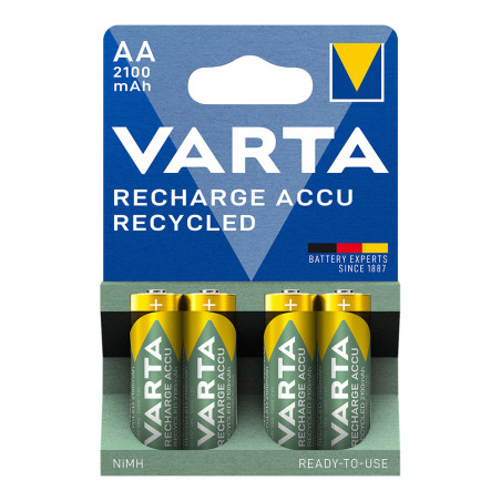 Pilha varta recarregável accu aa - hr6 2100ma recycled(blíster 4 unid.) ø14,5x50,5mm