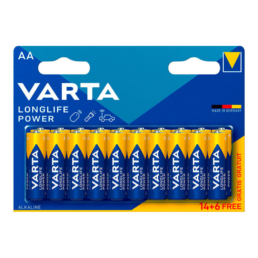 Pilha varta longlife power aa - lr6 (blíster 14+6 unid.) ø14,5x50,5mm