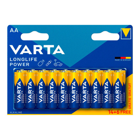 Pilha varta longlife power aa - lr6 (blíster 14+6 unid.) ø14,5x50,5mm