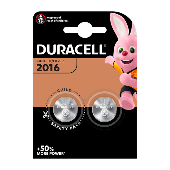 Micro pilha lítio botão duracell cr2016 (blíster 2 unid.) ø20x1,6mm