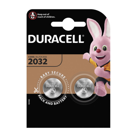 Micro pilha lítio botão duracell cr2032 (blíster 2 unid.) ø20x3,2mm