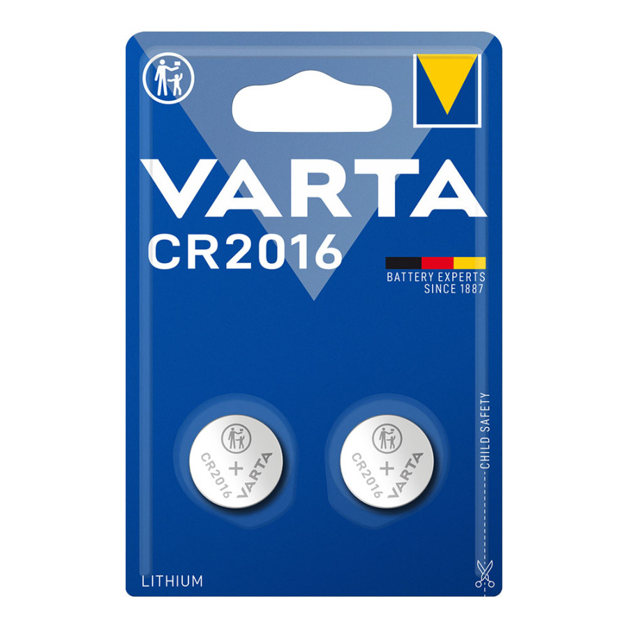 Micro pilha botão lithium cr2016 3v varta (blíster 2 unid.) ø20,0x1,6mm