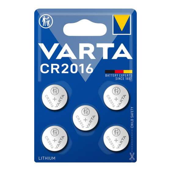 Micro pilha botão lithium cr2016 3v varta (blíster 5 unid.) ø20,0x1,6mm