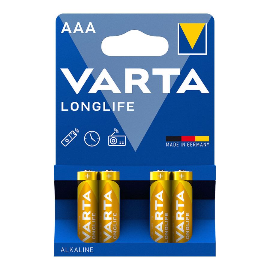 Pilha alcalina varta aaa - lr03 longlife (blíster 4 unid.) ø10,5x44,5mm