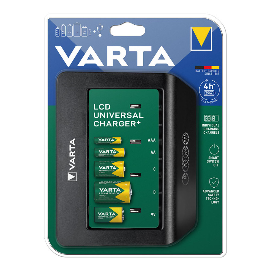 Carregador varta lcd multi charger+sem pilhas 1600mah 100/220v 4h universal