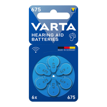 Pilhas para aparelhos auditivos varta hearing aid batteries 675 (blíster 6 un).