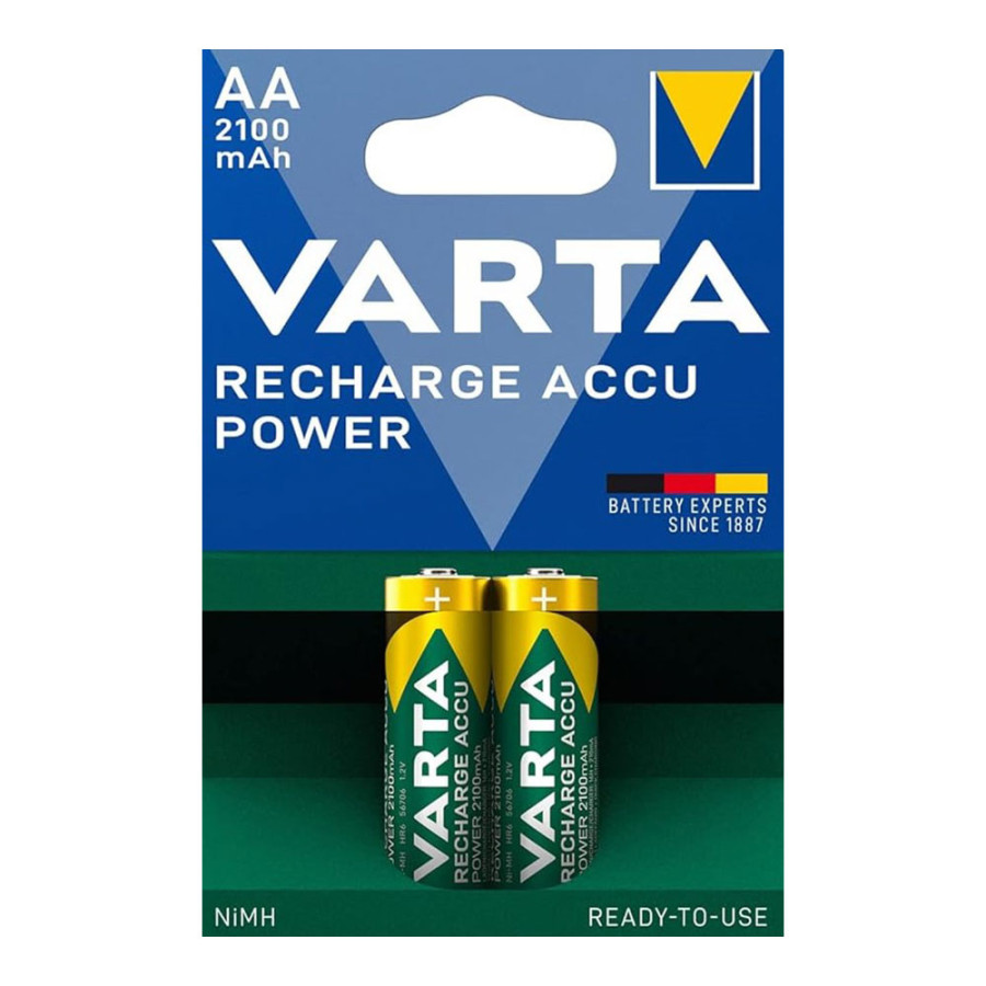 Blíster 2 pilhas aa - hr6 2100mah recarregáveis accu power varta