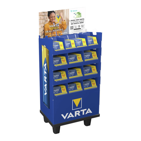 Exposição promocional de pilhas longlife power 8+4 com 133 packs (52 packs aaa e 81 packs aa)