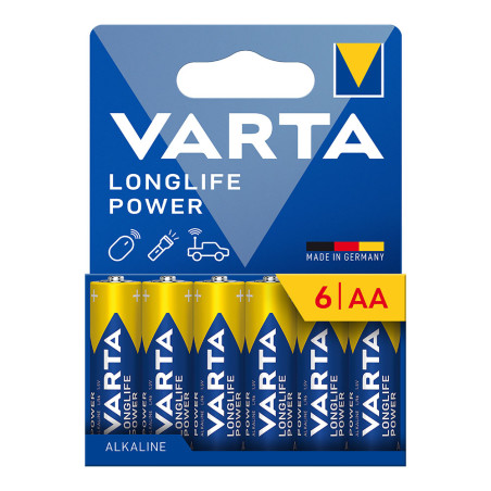Pilhaalkalina aa longlife power - lr06 (cartão blister 6 uds) ø14,5 x 50,5 mm