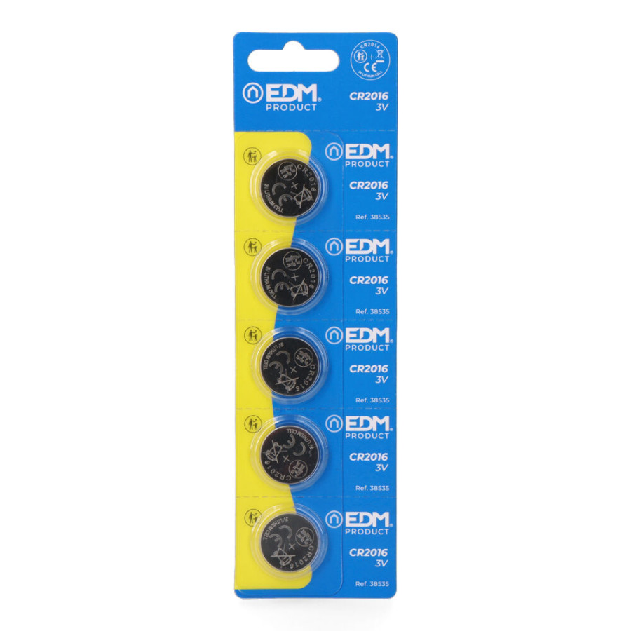 Micro pilha botão de lítio max-pro cr2016 3v ø20 x 1,6 mm, blíster 5 unidades