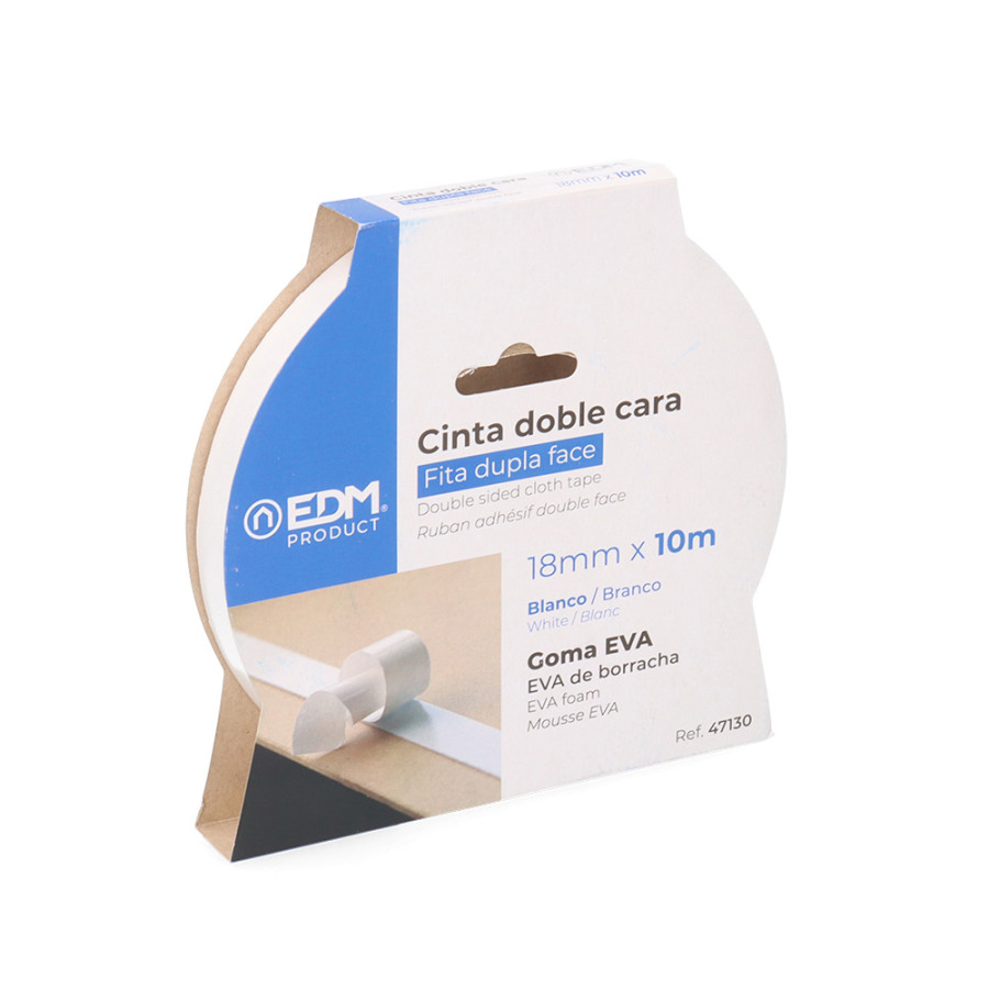 Fita adesiva dupla face branco 18 mm x 10 m