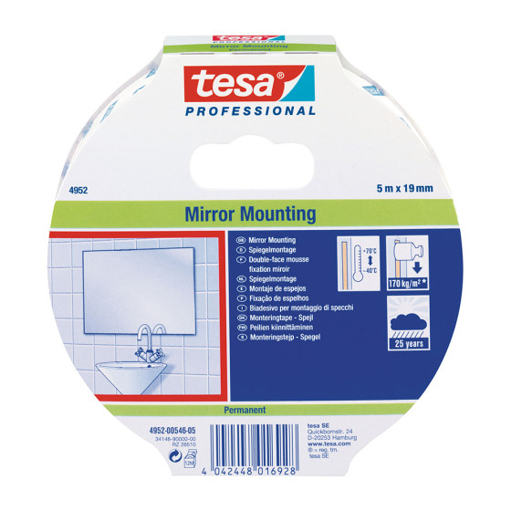 Fita dupla face montagem espelhos 19 mm x 5 m