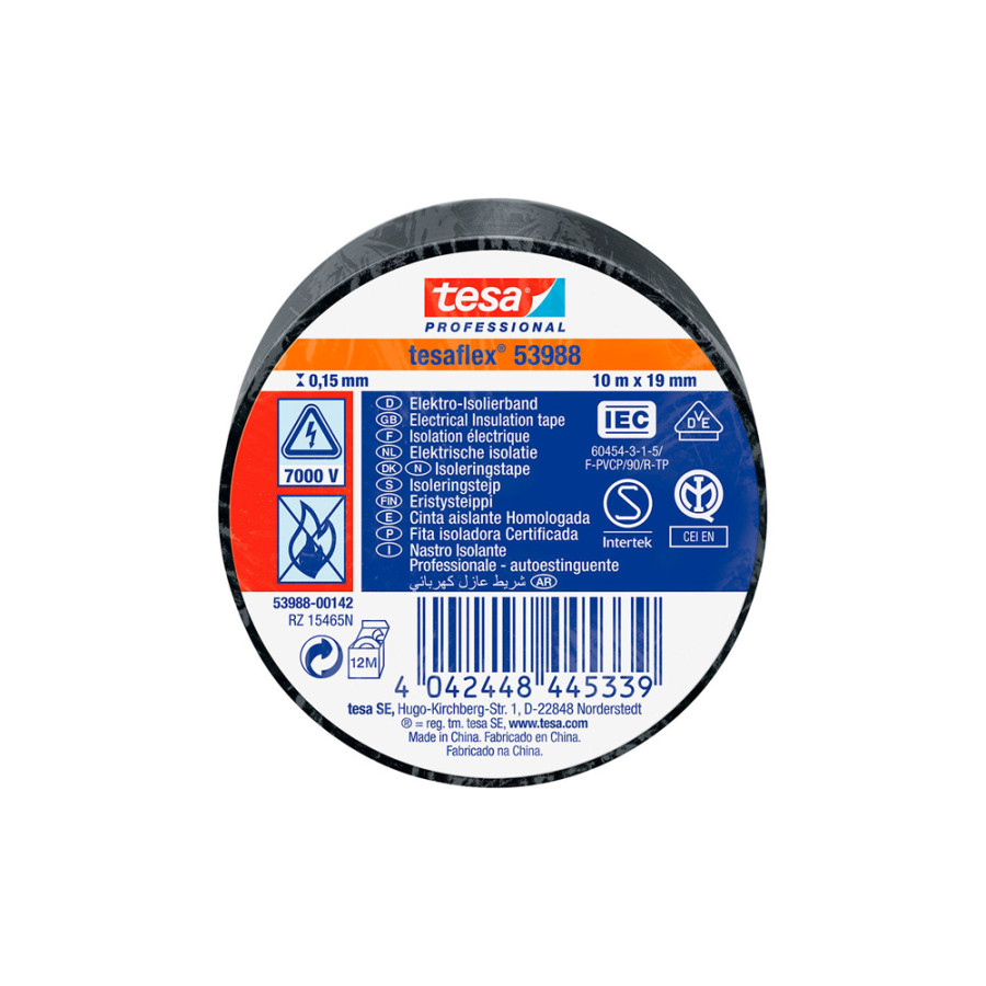 Fita isolante preta aprovada 19 mm x 10 m