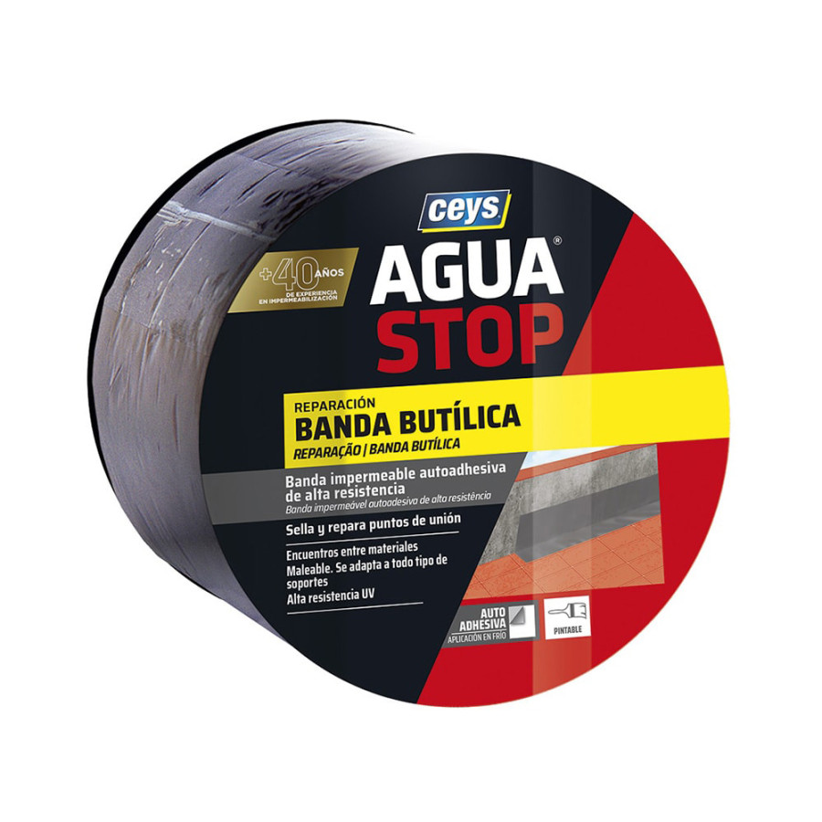 Agua stop band imp. butilo cinzento 10 cm x 10 m
