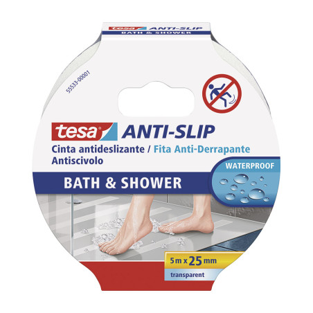 Fita antiderrapante para banho e duche transparente 25 mm x 5 m
