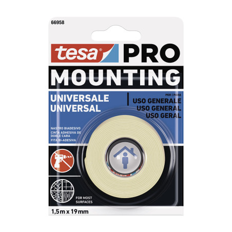 Fita dupla face montagem pro universal 19 mm x 1,5 m