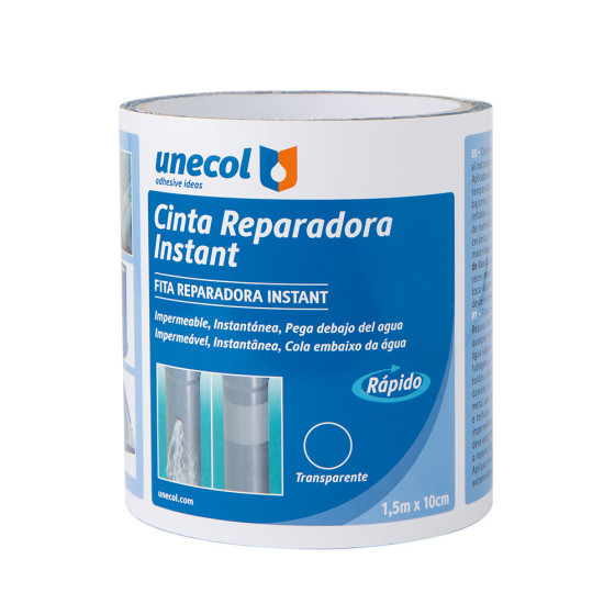 Fita de reparação instantânea transparente 10 cm x 1,5 m
