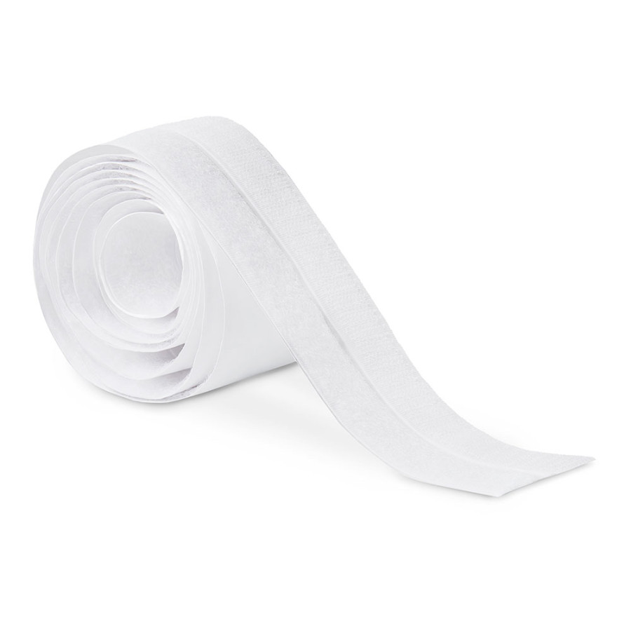Rolo adesivo tipo gancho e bucle branco 20 mm x 1,5 m