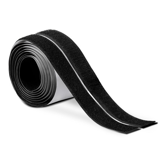 Rolo adesivo tipo gancho e bucle preto 20 mm x 1,5 m