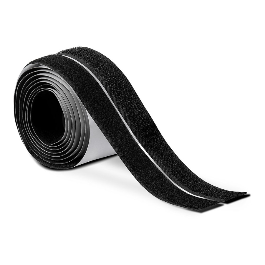 Rolo adesivo tipo gancho e bucle preto 20 mm x 1,5 m