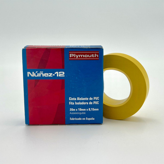 Fita isolante de pvc amarela de alta aderência 19 mm x 0,15 mm x 20 m