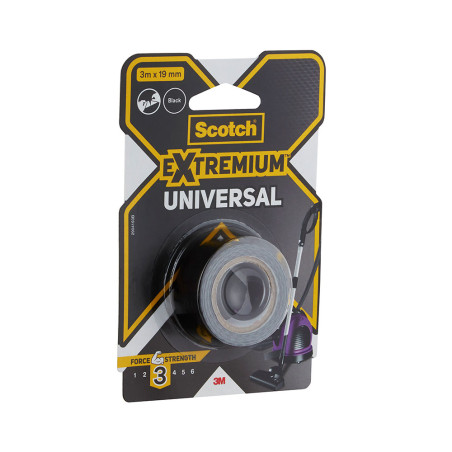 Fita adesiva universal extremium 3, preta 19 mm x 3 m