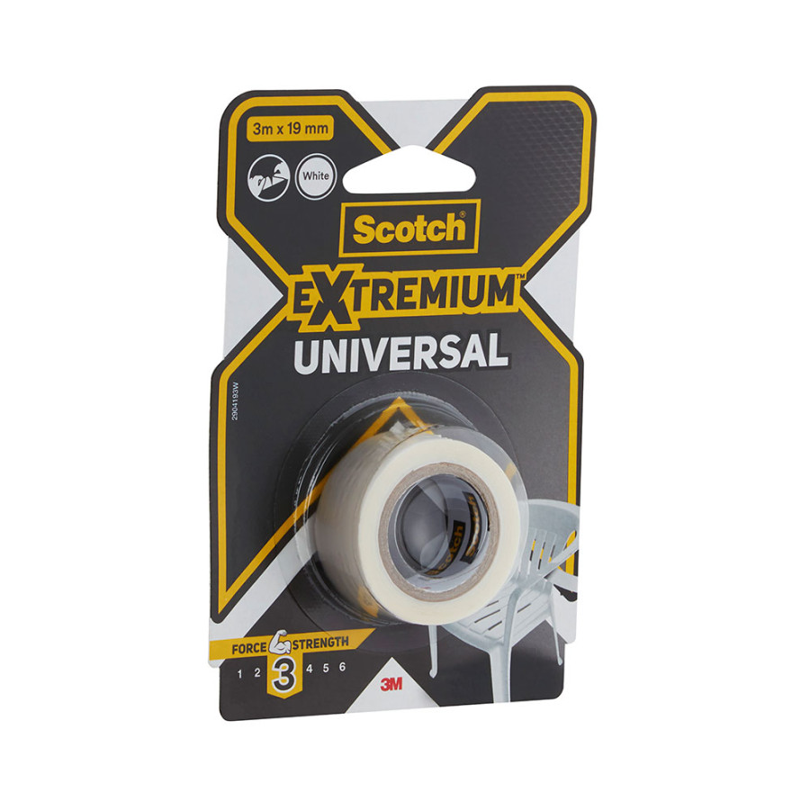 Fita adesiva universal extremium 3, branco19 mm x 3 m