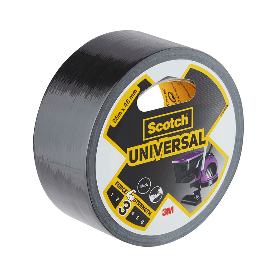 Fita adesiva universal 3 preta 48 mm x 25 m