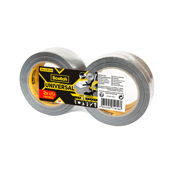 Fita adesiva universal 3 48 mm x 25 m, cinza, 2 rolos