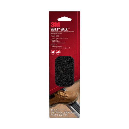 Tira antiderrapante exterior preta 50 mm x 22,8 cm, 6 uds