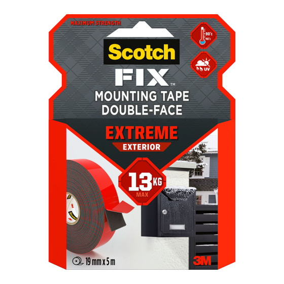 Fita dupla face para montagem exterior extrema, máx 10 kg 19mmx1,5m