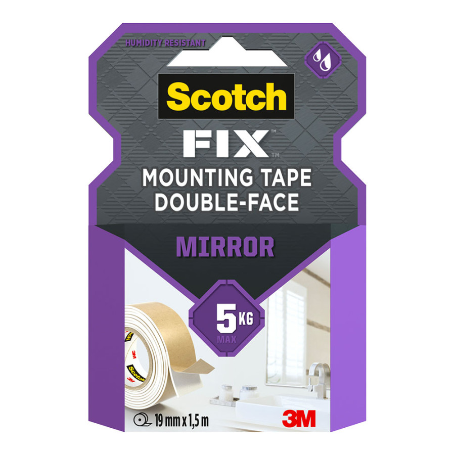 Fita dupla face para montagem de espelhos máx 5 kg 19mmx1,5m