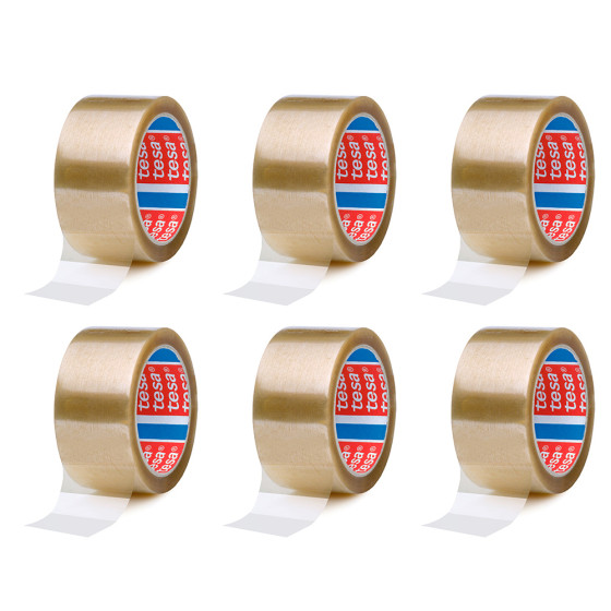 Fita de embalagem transparente 28 microns 50 mm x 66 m, 6 uds