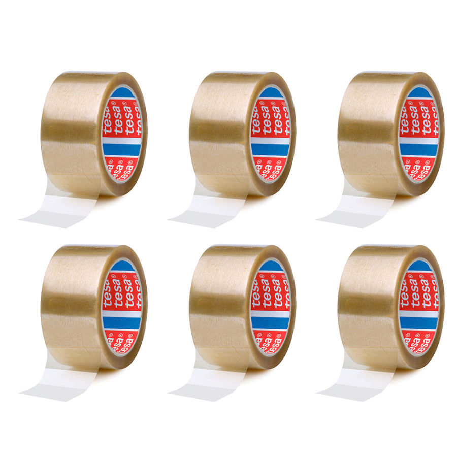 Fita de embalagem transparente 28 microns 50 mm x 66 m, 6 uds