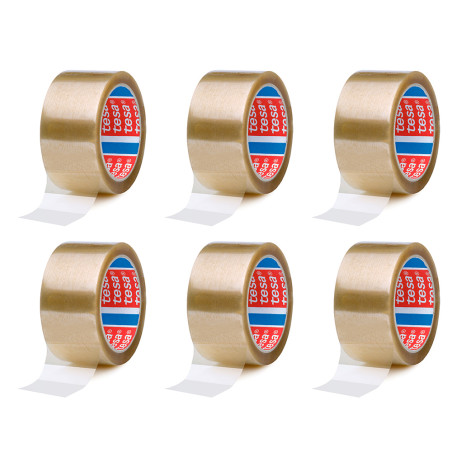 Fita de embalagem transparente 28 microns 50 mm x 66 m, 6 uds