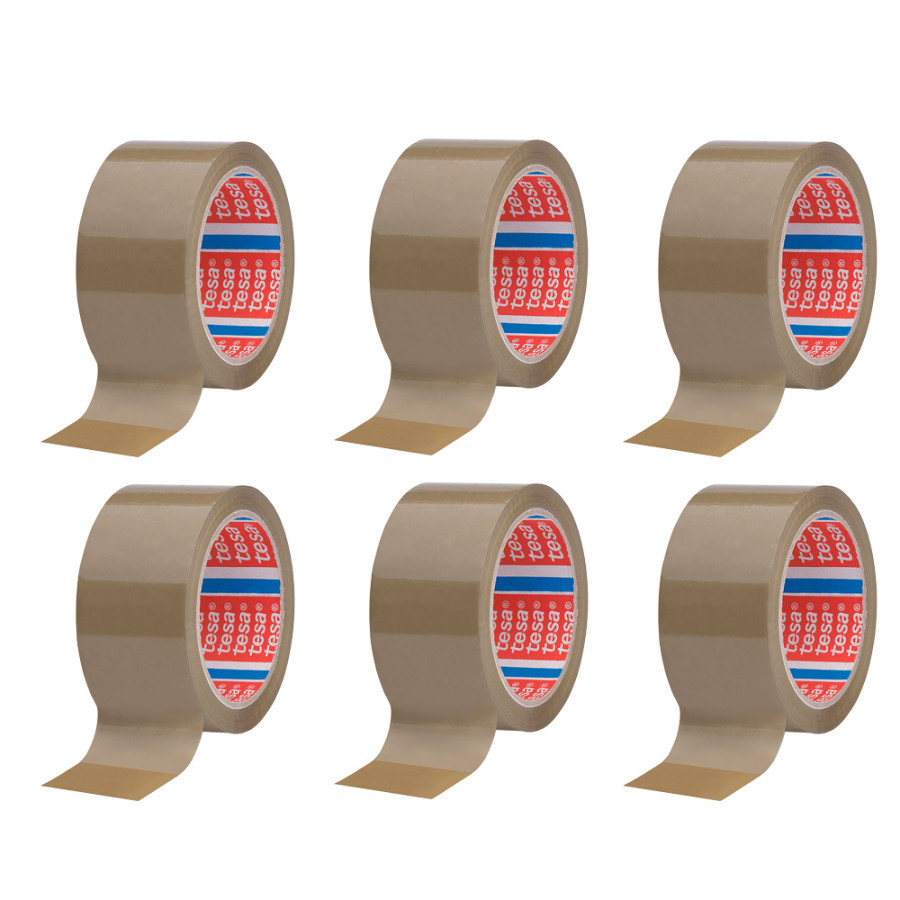 Fita de embalagem castanho 28 microns 50 mm x 66 m, 6 uds