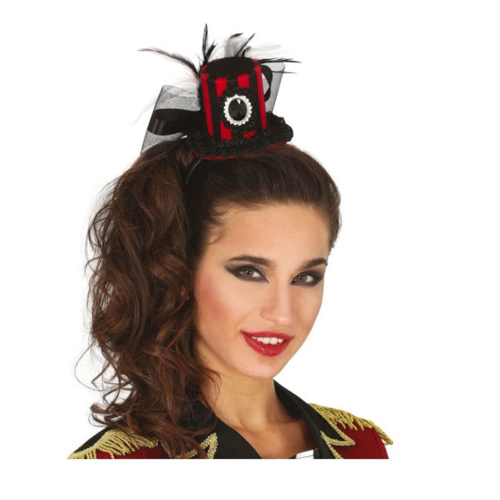 Bandolete com Chapeu às Riscas Preto / Vermelho