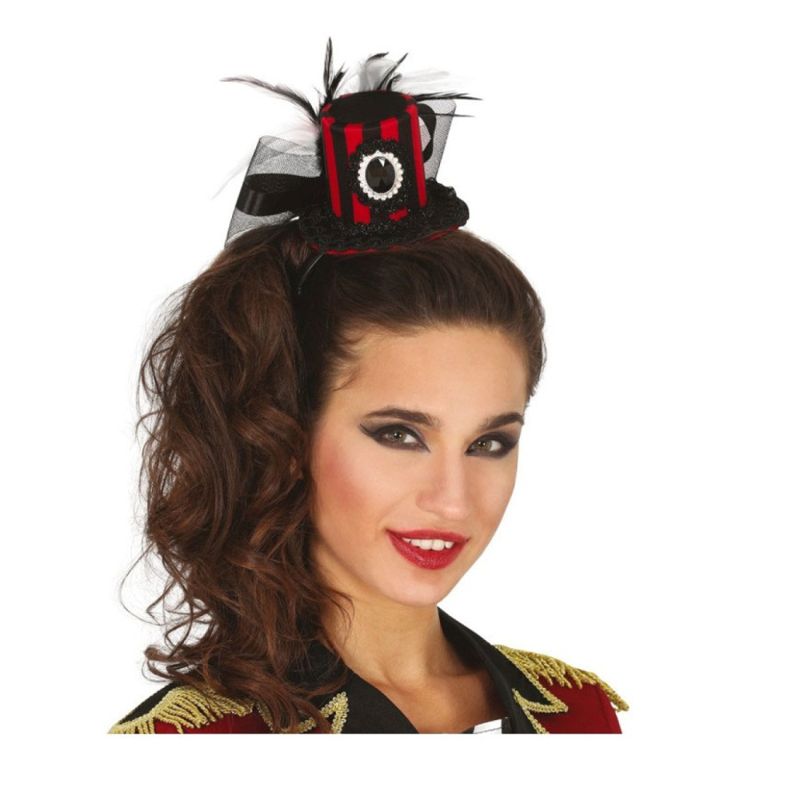 Bandolete com Chapeu às Riscas Preto / Vermelho